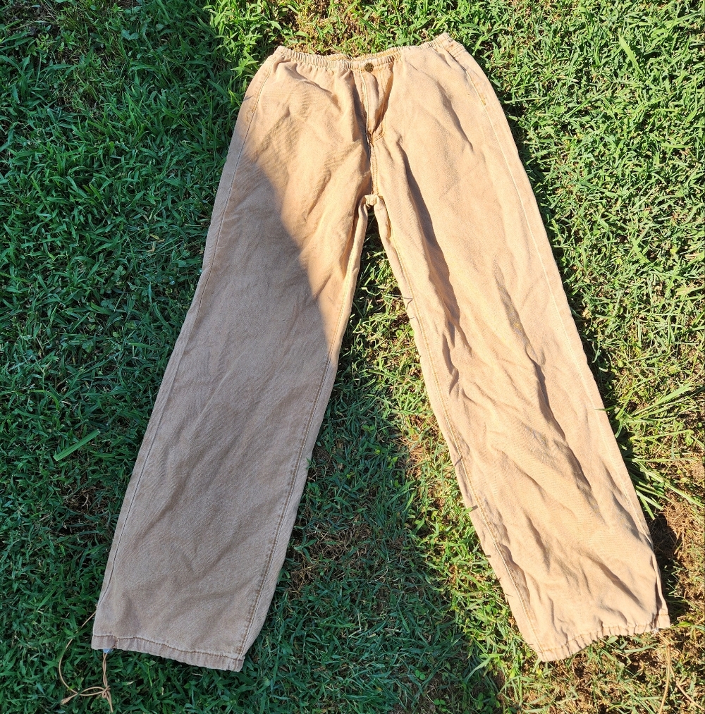 Tan cotton straight leg pants